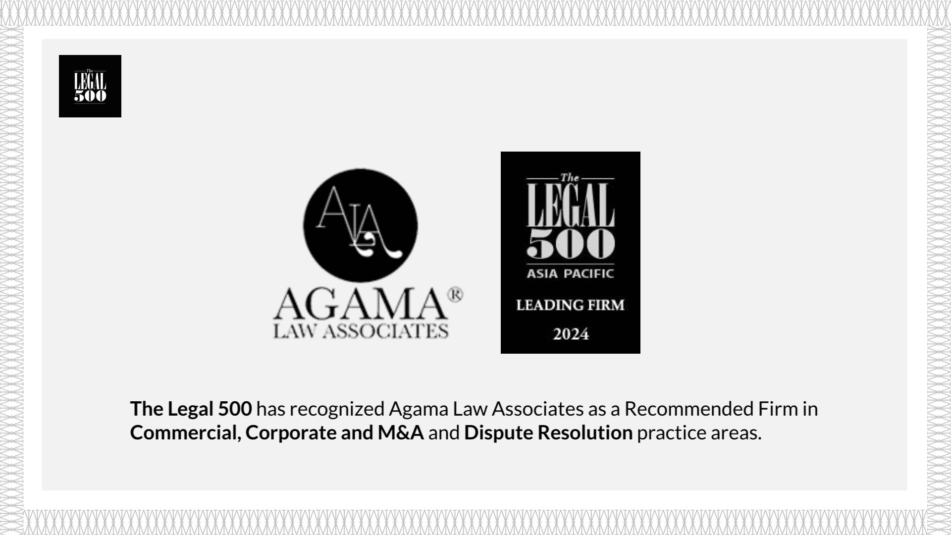 ALA and partners Archana Balasubramanian & Nitin Jain Recognised in The Legal 500 (Legalease) Asia Pacific 2024